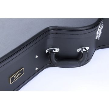 FAME Gitarrentasche (Jumbo Guitar Case, Wetterfester Koffer für Westerngitarren, Robuste Metallschnallen, Polsterung und Zubehörfach, Schwarz), Jumbo Guitar Case, Wetterfester Gitarrenkoffer, Robuste Metallschnal