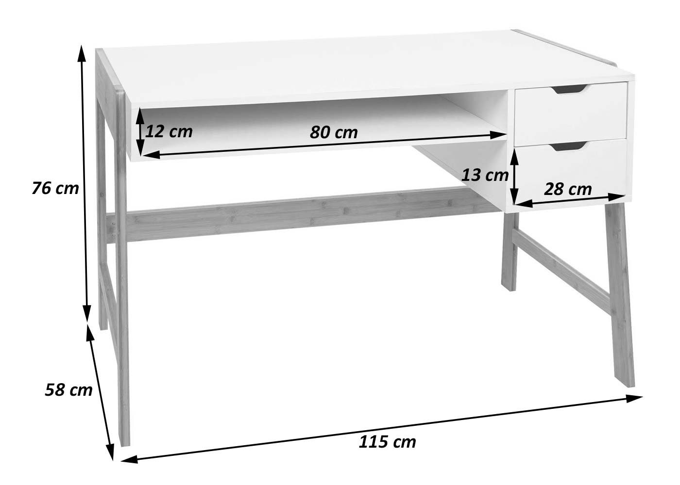 MCW-K12, 100 Belastbarkeit: MCW Inkl. Schreibtisch zwei Schubladen Max. kg,