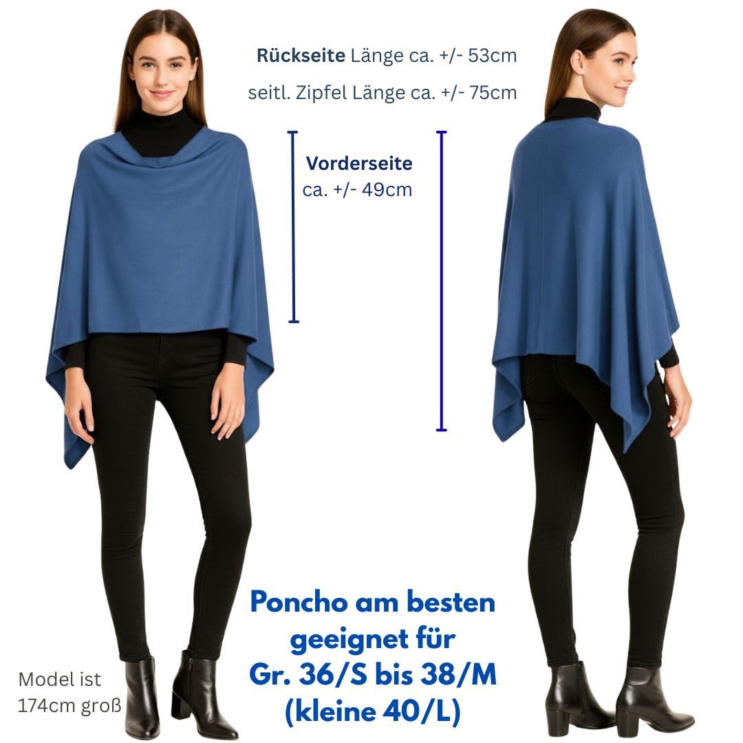 dy_mode Strickponcho Damen Poncho in Unifarben Weiches Strickponcho Cape Herbst Umhang in Unifarbe, Vorne Kurz - Seitlich Lang Schnitt