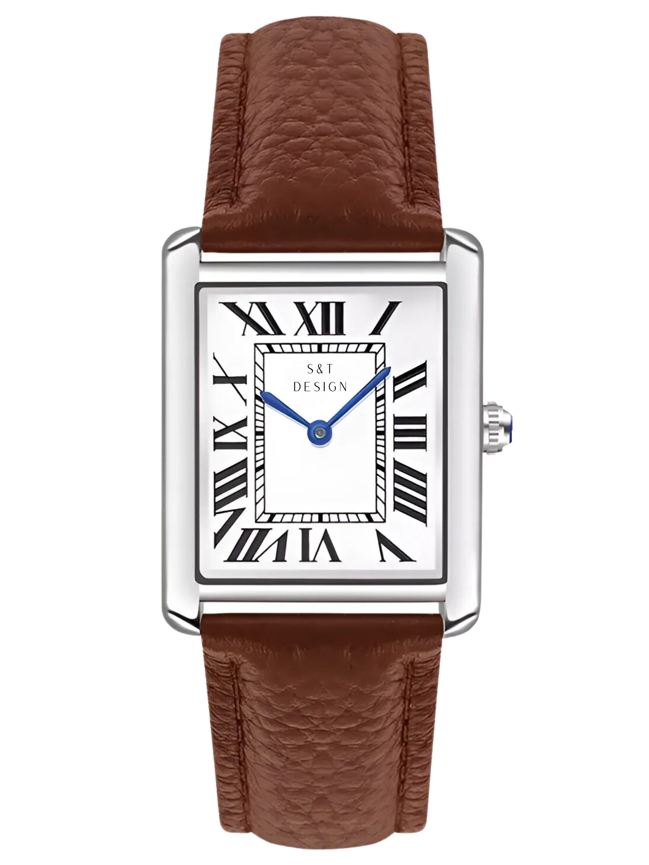 S&T Design Quarzuhr Vintage Paar Uhren Armbanduhr Damen Herren Rechteckige Uhr, (inkl. Geschenkbox, HOMME / FEMME), Elegant Römische Zahlen Minimalistisch