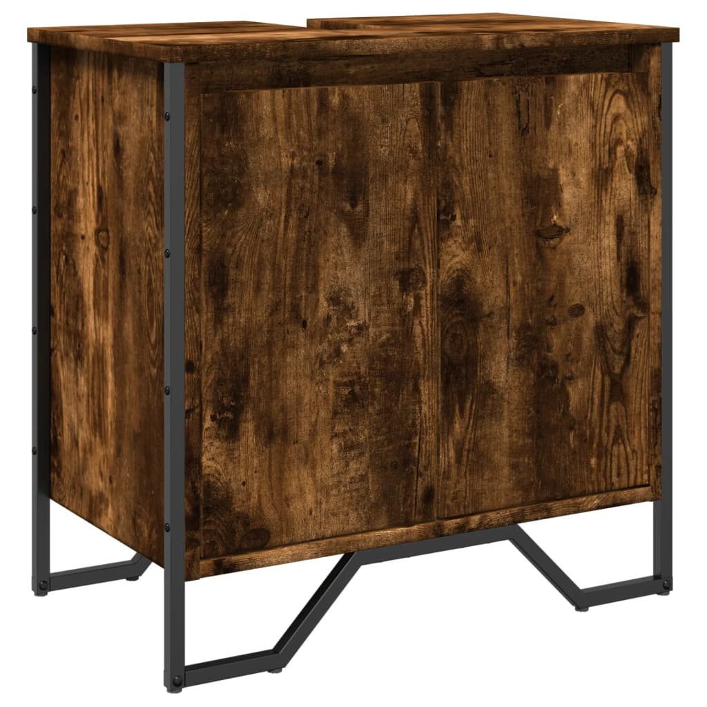 vidaXL Badezimmer-Set Waschbeckenunterschrank Räuchereiche 60x35x60 cm günstig online kaufen