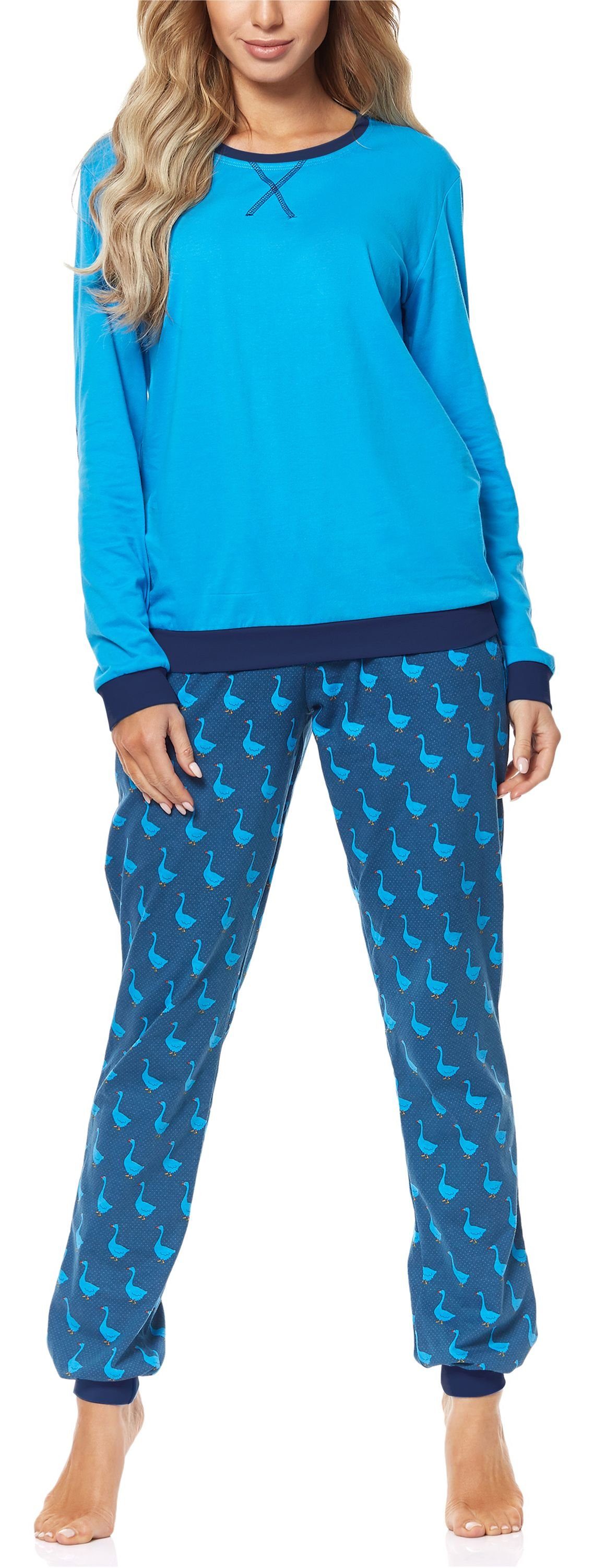 Merry Style Schlafanzug Damen Schlafanzug MS10-168 Blau Gans-2 | Pyjamas