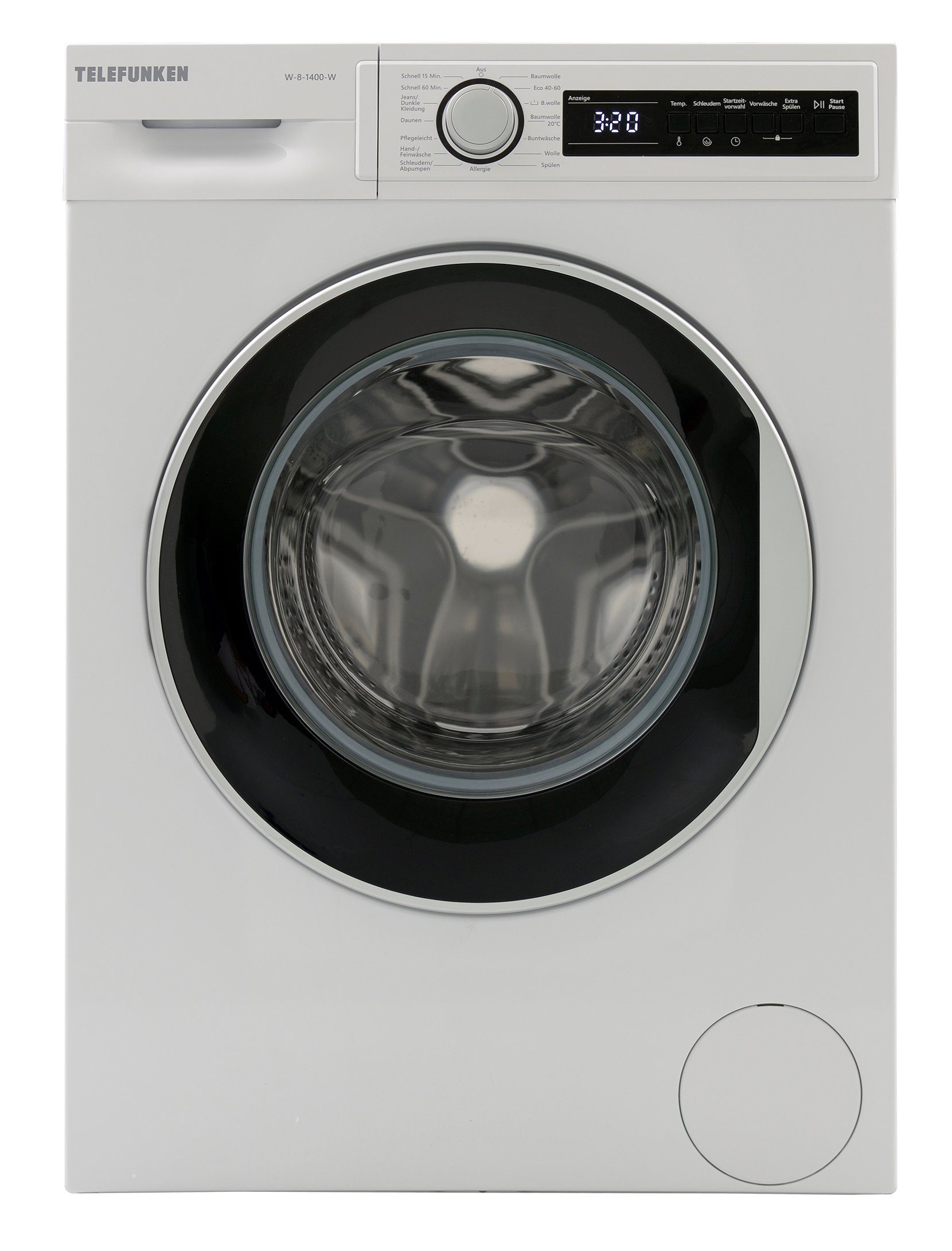 Telefunken Waschmaschine W-8-1400-W, 8 kg, 1400 U/min, Mit LED Display,  Mengenautomatik und Überlaufschutz, Gerätemaße (HxBxT): 84,5 x 59,7 x 55,7  cm - Gewicht: 72 kg
