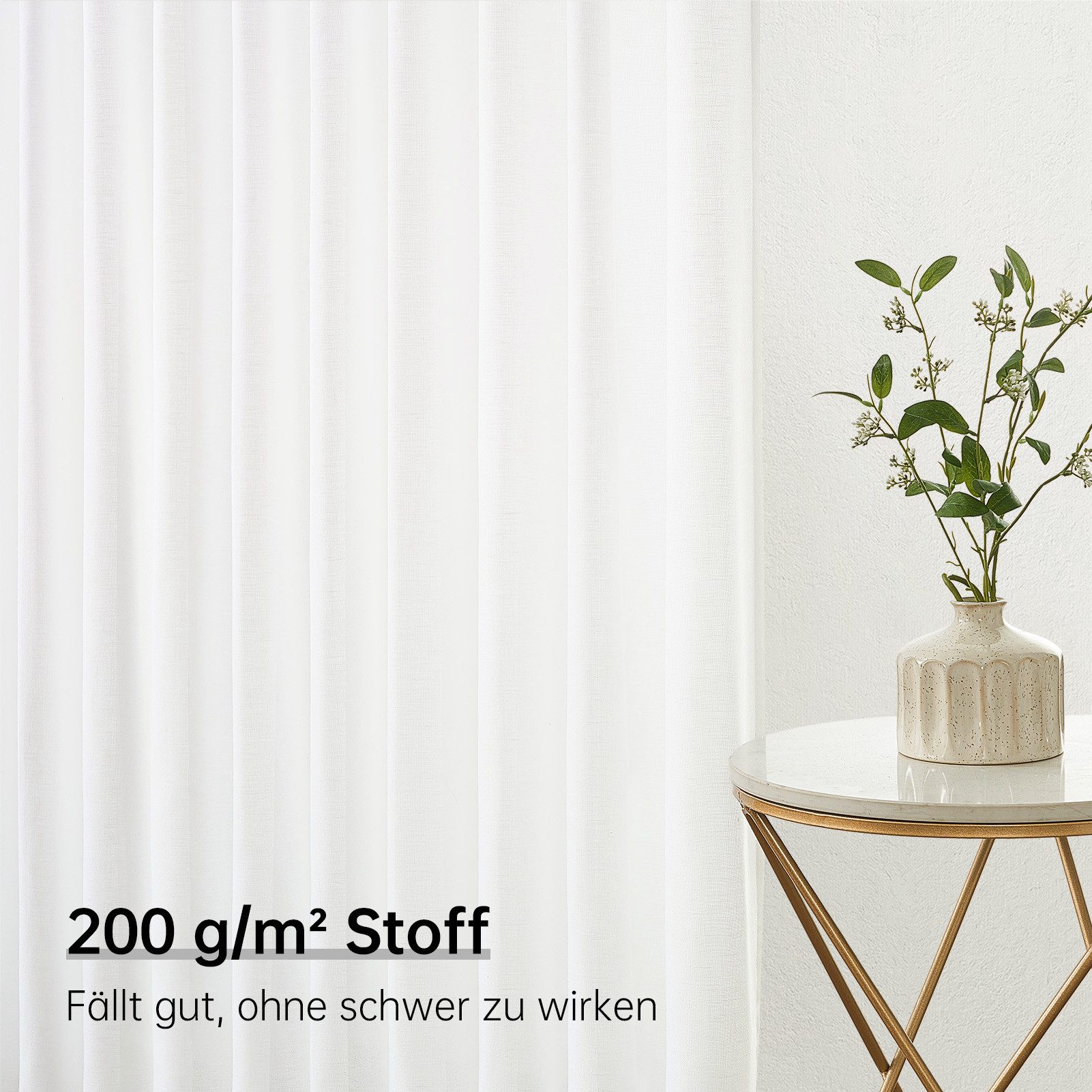 Topfinel Gardine Leinenoptik Gardinen mit Ösen Vorhänge für Wohnzimmer (1 St), Ösen, halbtransparent, vorhänge kinderzimmer halbtransparent Naturfarbe 300x260 S – Bild 4 von 5
