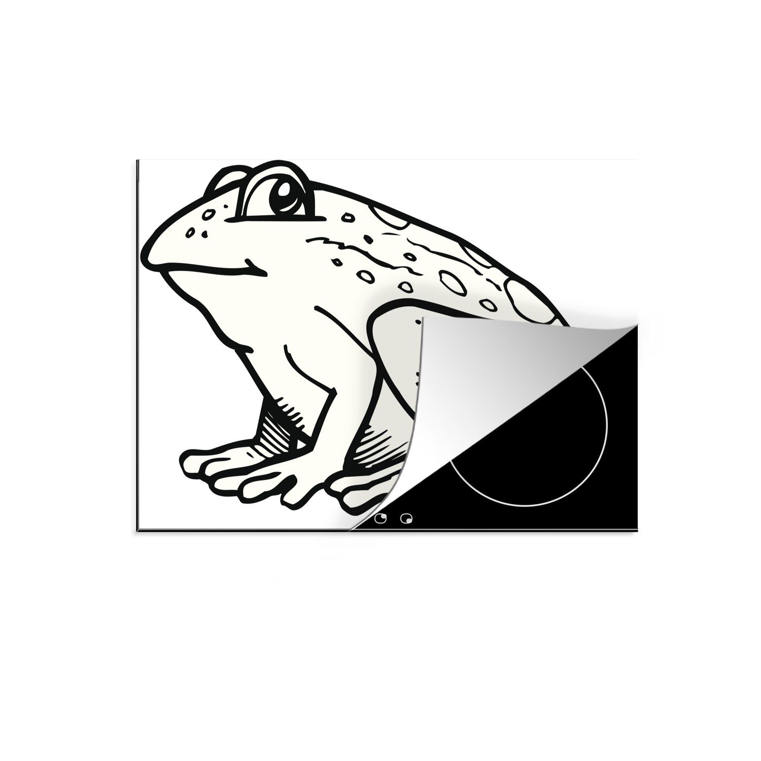 MuchoWow Herdblende-/Abdeckplatte Frosch - Weiß - Tiere, Vinyl, (1 tlg), 70x52 cm, Mobile Arbeitsfläche nutzbar, Ceranfeldabdeckung