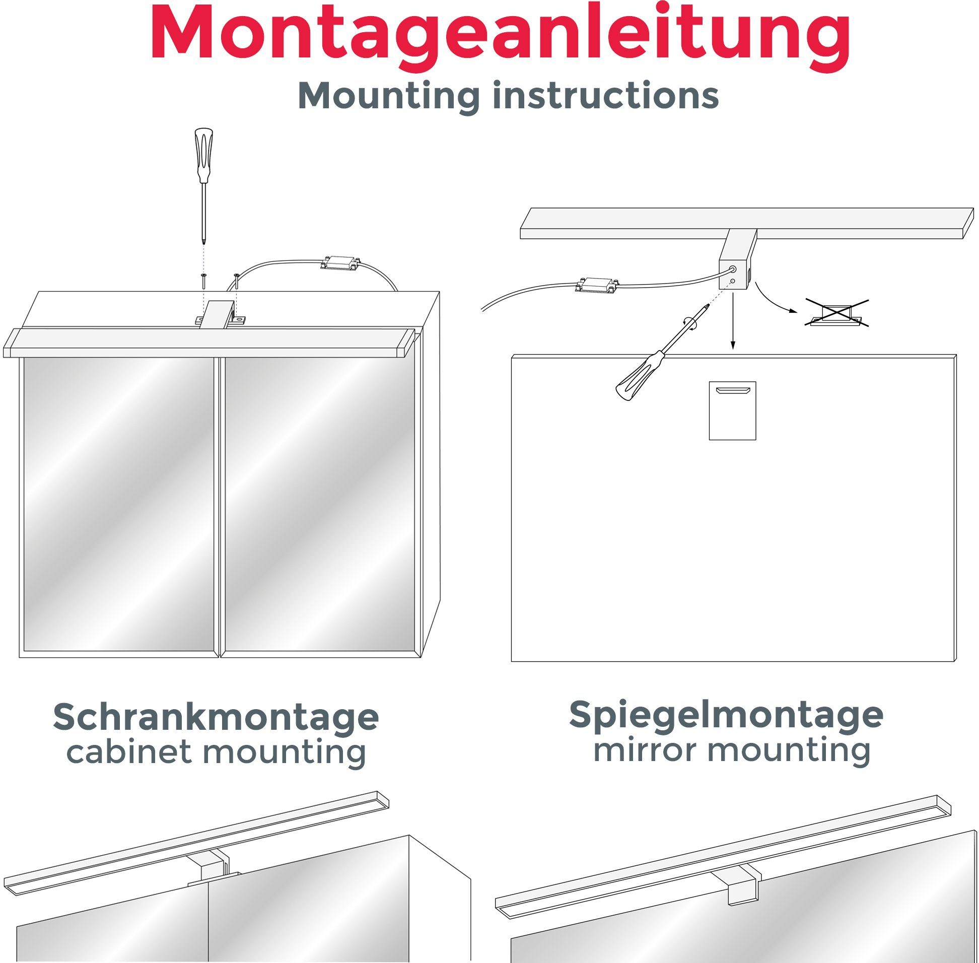 Neutralweiß, Beleuchtung, IP44, LED Spiegel-Leuchte, fest Badezimmer, Schminklicht integriert, LED, B.K.Licht Spiegelleuchte Carina,