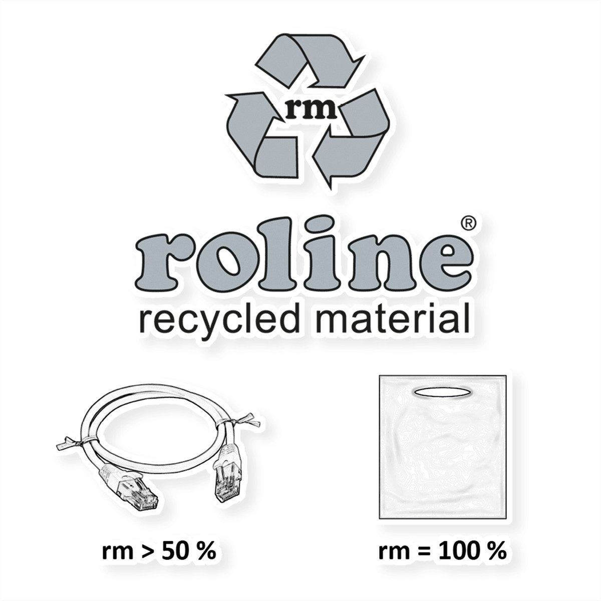 ROLINE RECYCLED MATERIAL USB 2.0 Kabel USB-Kabel, USB 2.0 Typ A Männlich (Stecker), USB 2.0 Typ B Männlich (Stecker) (80.0 cm), Typ A-B