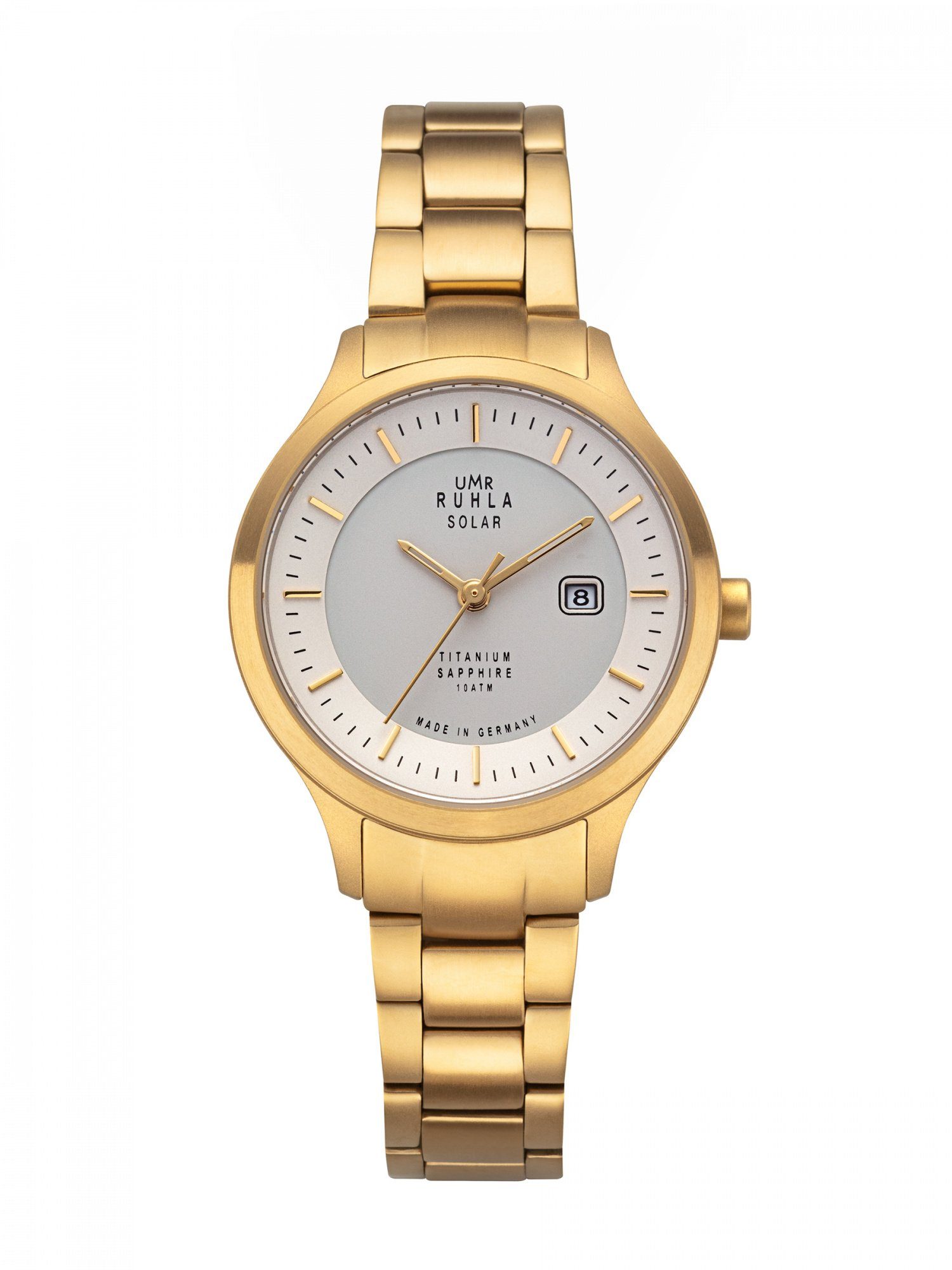 Solaruhr, Made in Germany, Titangehäuse & Lederband, 32 mm Damenuhr, 96961M