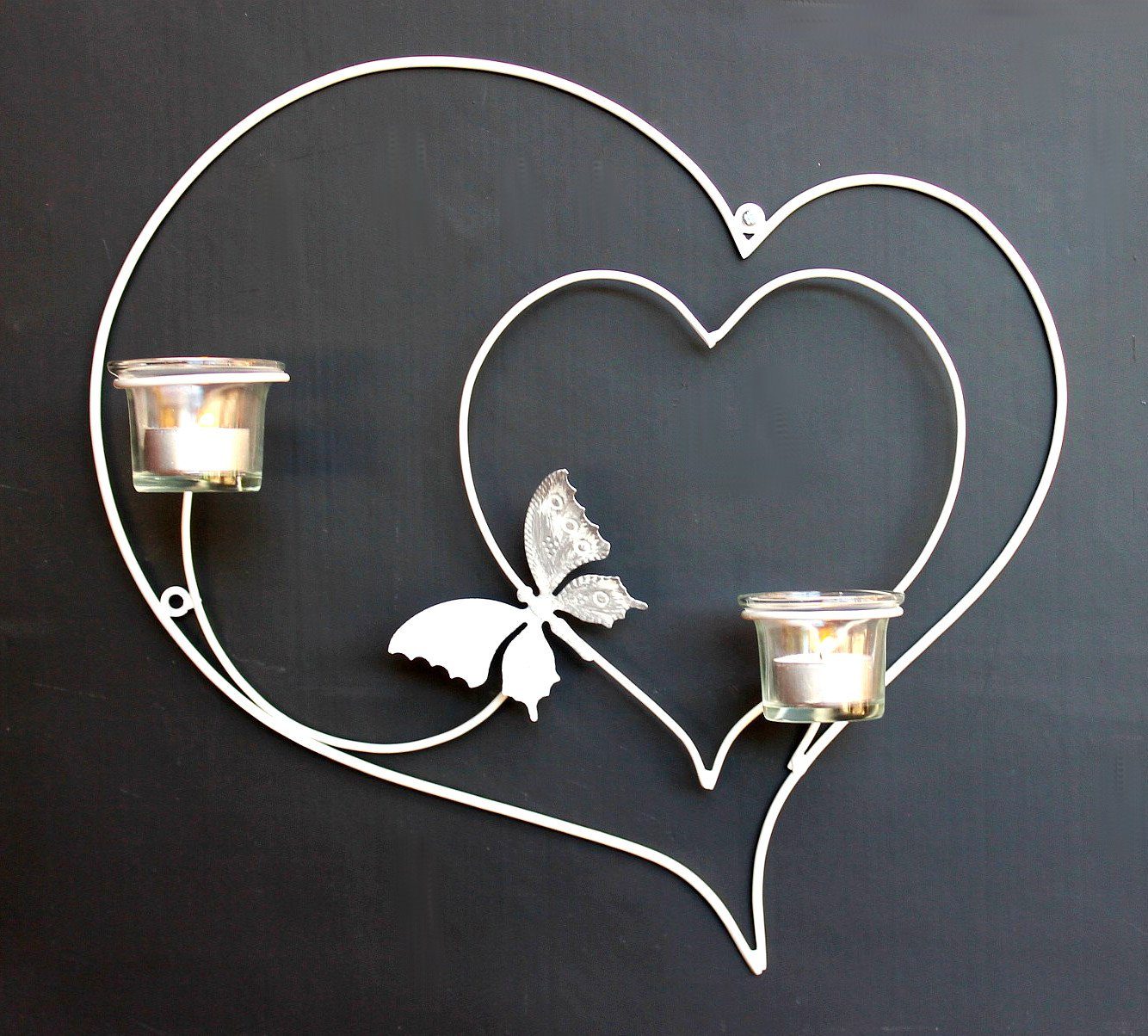 DanDiBo Wandkerzenhalter »Wandteelichthalter Herz 39 cm Weiß Teelichthalter  Metall Wandleuchter Kerze« online kaufen | OTTO