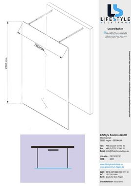 Glaszentrum Hagen Walk-in-Dusche Glaszentrum Hagen "LoLa" 78x200cm 10mm Freistehende Walk in Duschwan