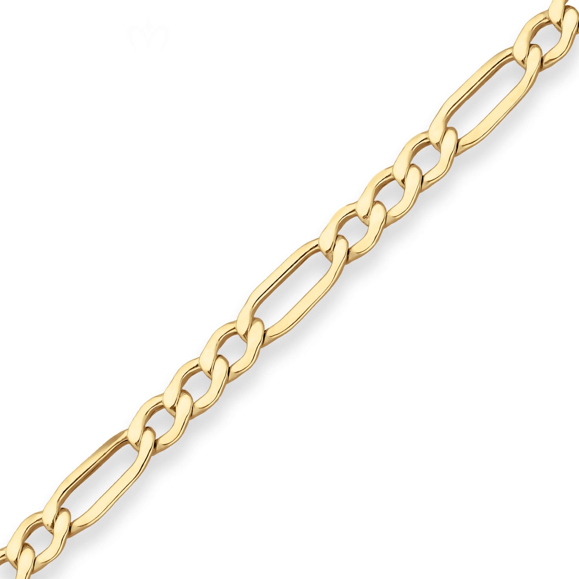 Schmuck Krone Goldarmband 5,1mm Armband Figarokette hohl aus 333 Gelbgold 21cm, Gold 333