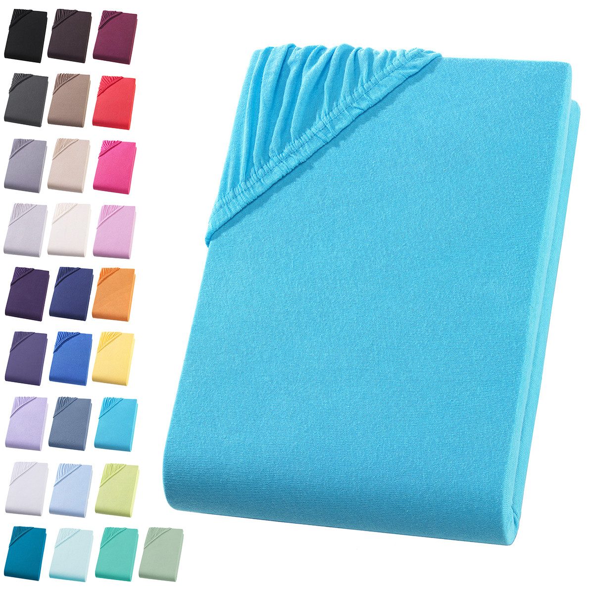 Visaggio Spannbettlaken Jersey aus 100% Baumwolle Spannbetttuch Bettlaken, Jersey, Gummizug: rundum, Spannbettlaken, für Matratzenhöhen bis 22 cm, Steghöhe 30 cm