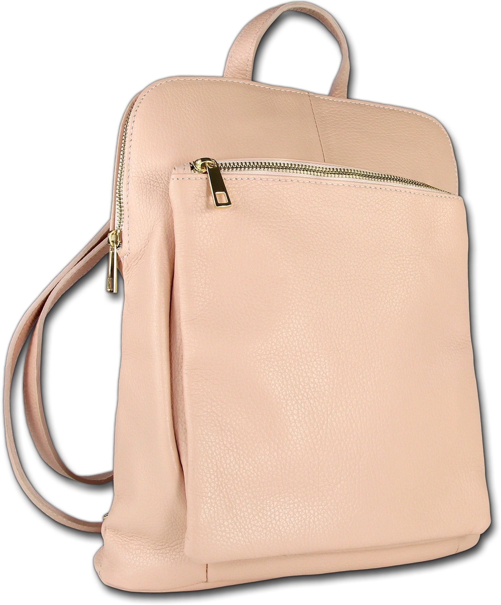 Toscanto Cityrucksack Toscanto Cityrucksack Freizeit (Cityrucksack), Damen Tasche Echtes Leder rosa, Made-In Italy