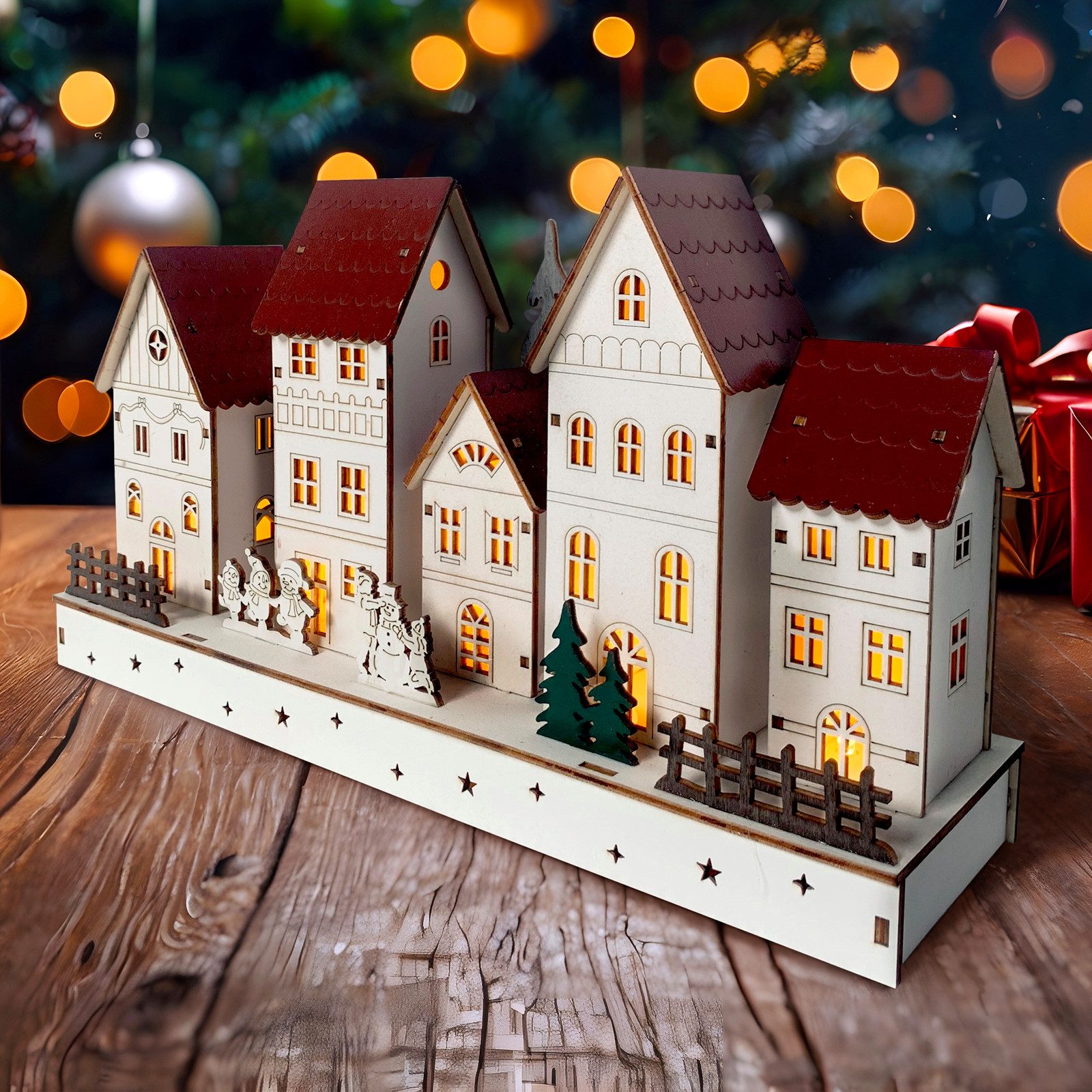 HTI-Living Weihnachtsszene LED Weihnachtsdeko Winterstraße, Leuchtdeko batt günstig online kaufen