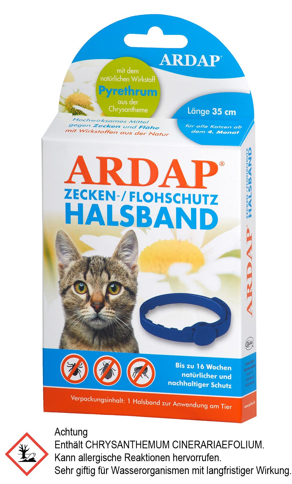 Ardap Flohhalsband Ardap Zecken- und Flohschutz Halsband für Katzen 35 cm