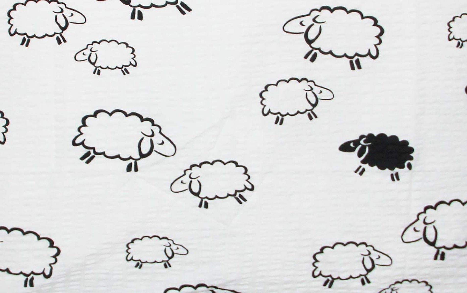 Heubergshop Bettwäsche, Seersucker, 2 teilig, 135x200cm + 80x80cm Schafe Weiß Schwarz 100% Baumwolle (S-99/2)