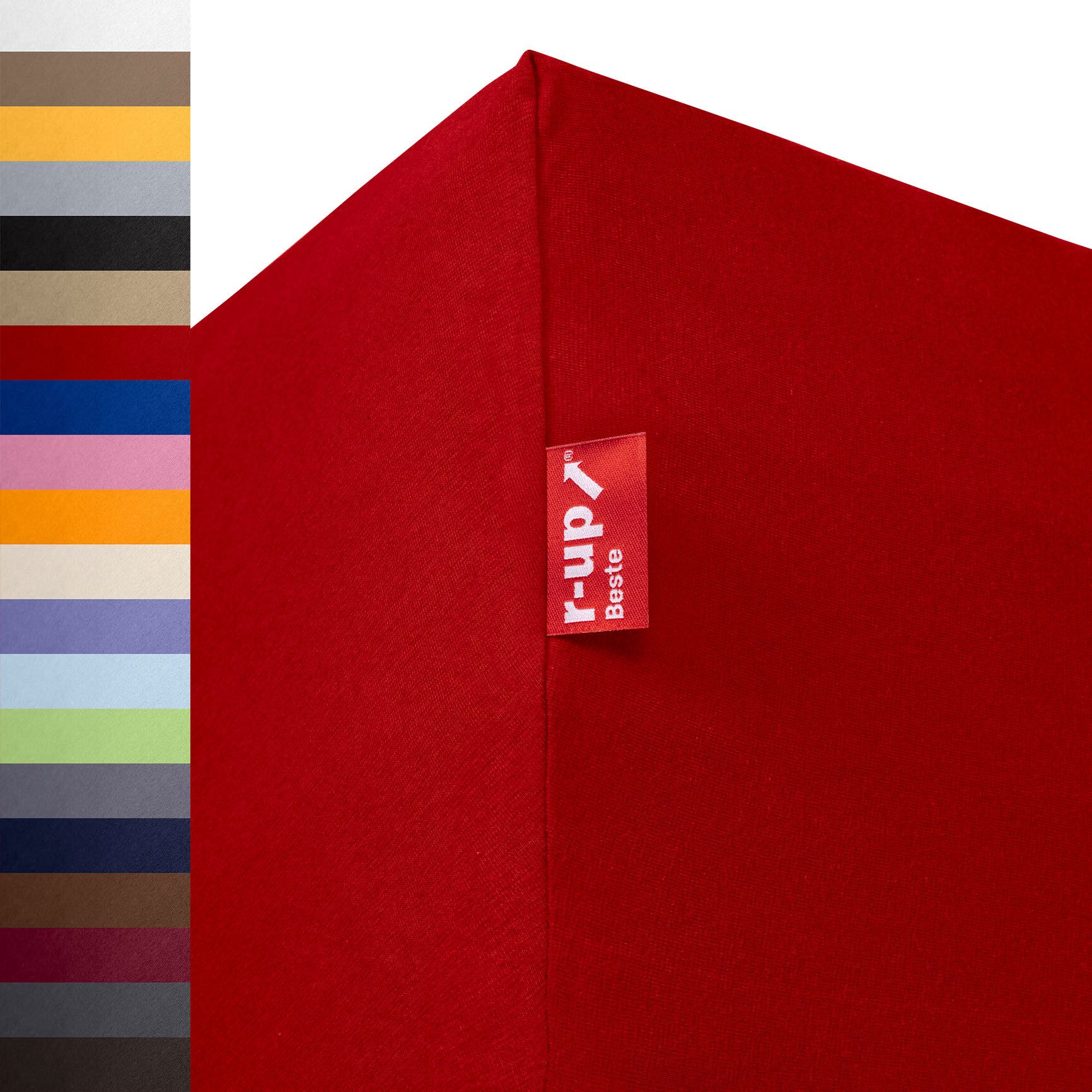 r-up Spannbettlaken Beste 90x200 bis 220x240cm erhältlich! 230 g/m², Baumwolle, Gummizug: fest eingenähtes dauerelastisches Rundumgummi, (1 Stück), (90x200-100x220, 15-35cm Matratzenhöhe, rubinrot)
