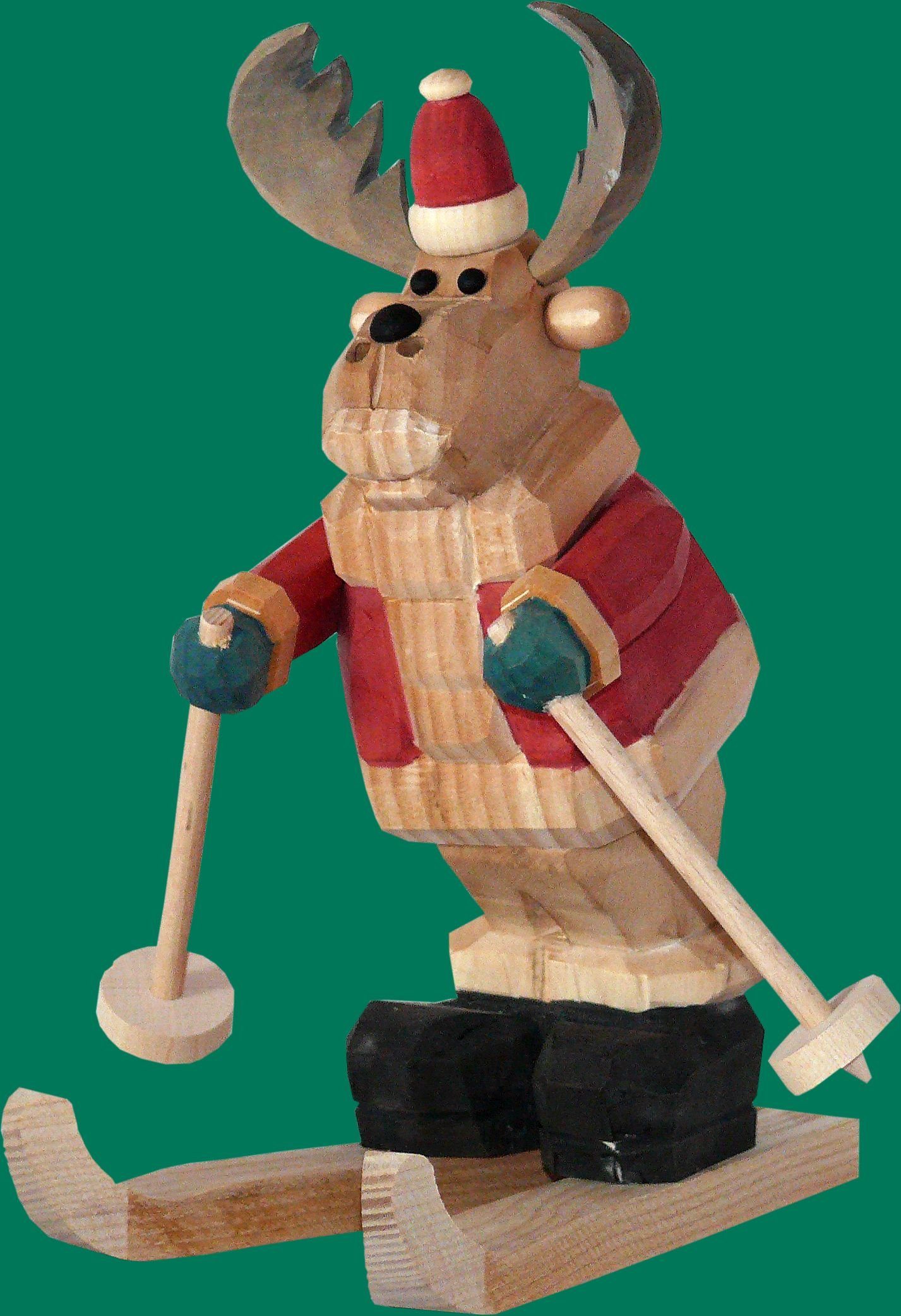 Räuchermännchen Räucherfigur Elch mit Geschenken geschnitzt Höhe 22cm NEU