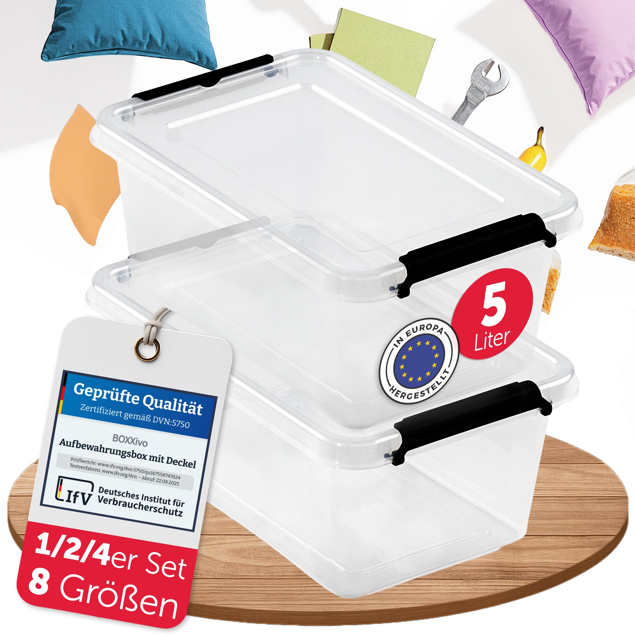 BOXXivo Aufbewahrungsbox Ящики для хранения mit Deckel BPA-freie & lebensmittelechte Одежда и товары для бокса (2 St), Plastikbox mit Deckel - robuste & stapelbare Ящики для хранения