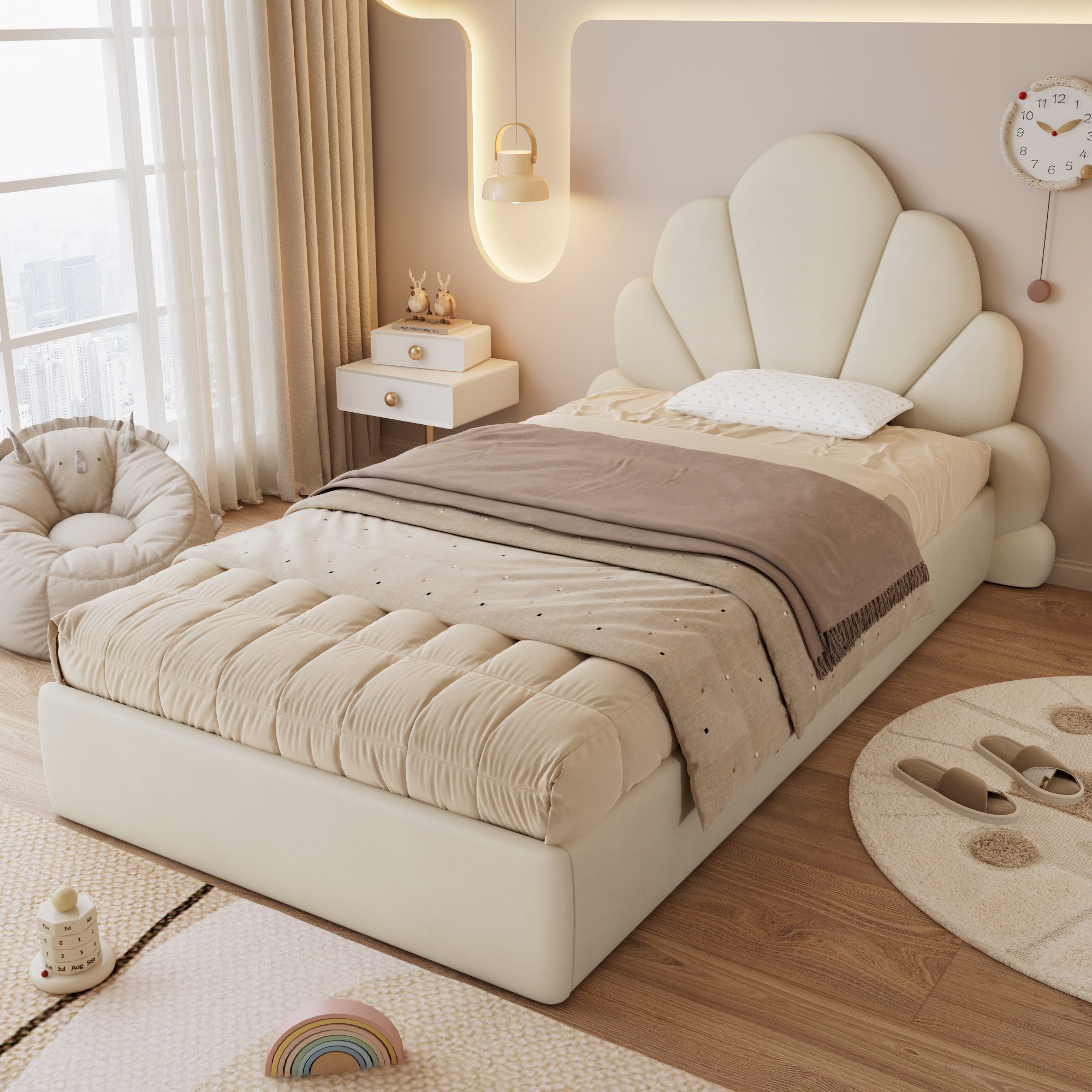 Flieks Polsterbett, Einzelbett Kinderbett 90x200cm Kopfteil günstig online kaufen