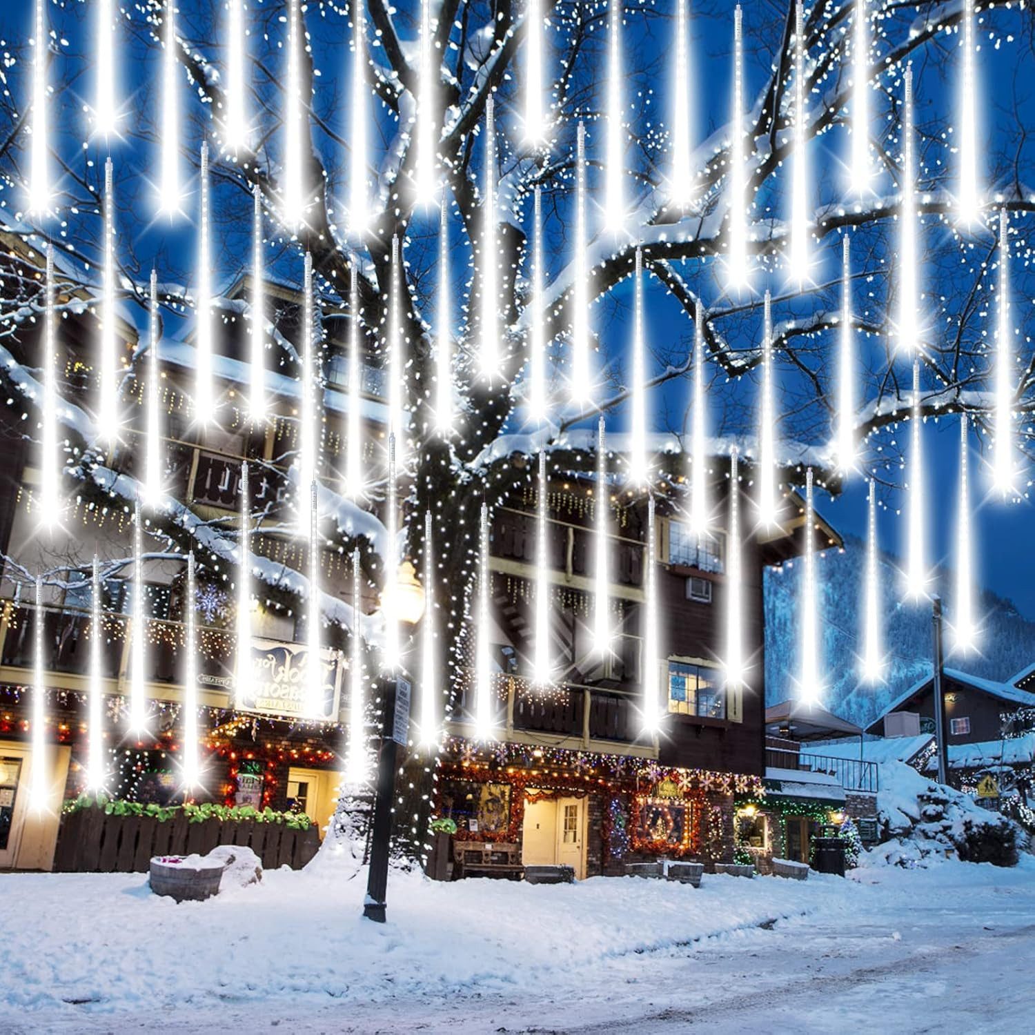 Lapamax LED-Lichterkette LED Meteorschauer Regen Lichter,Weihnachtsdeko, 30/50cm,für Weihnachten, Party, Garten, Hochzeit