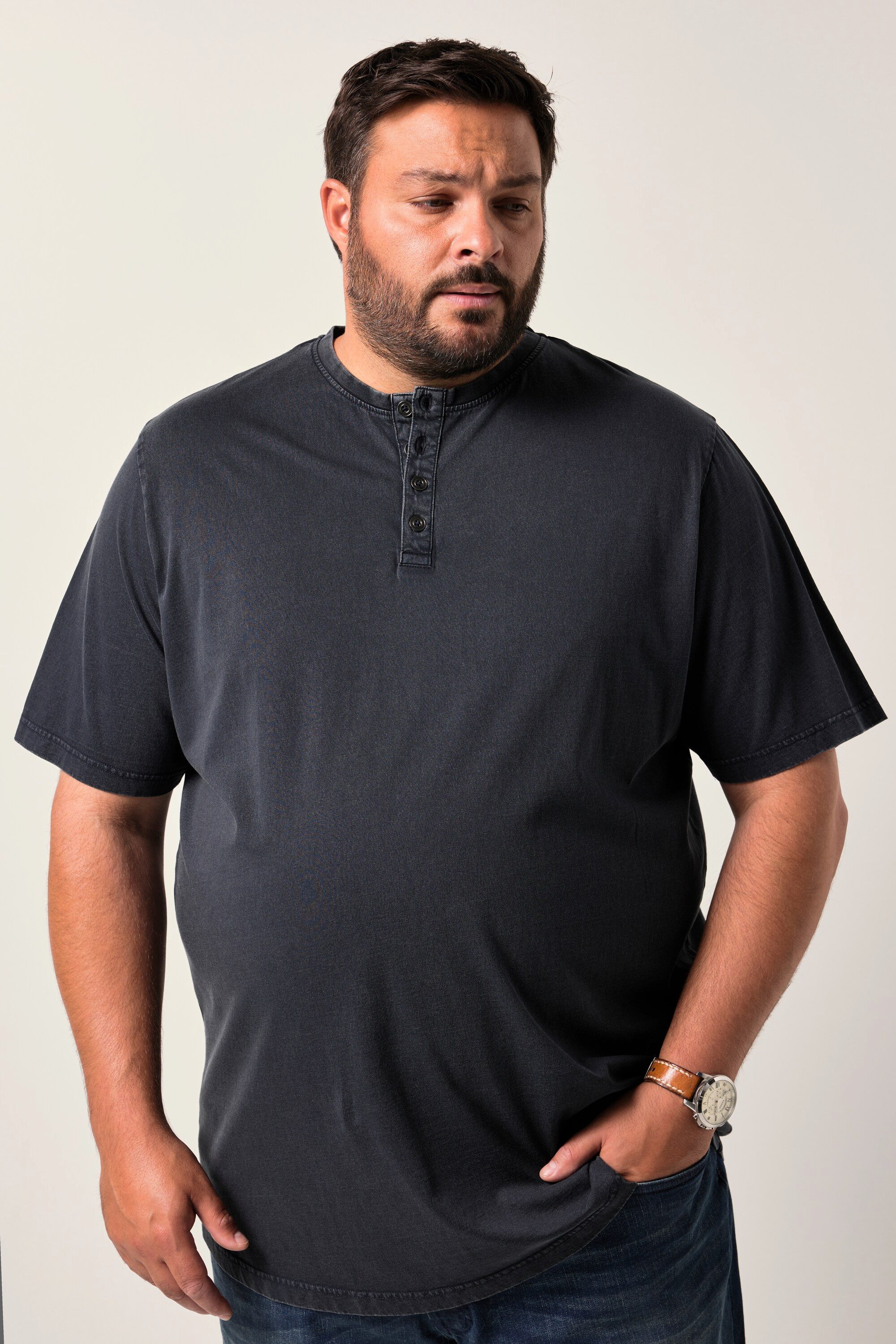 Men Plus T-Shirt Men+ Henley Halbarm günstig online kaufen