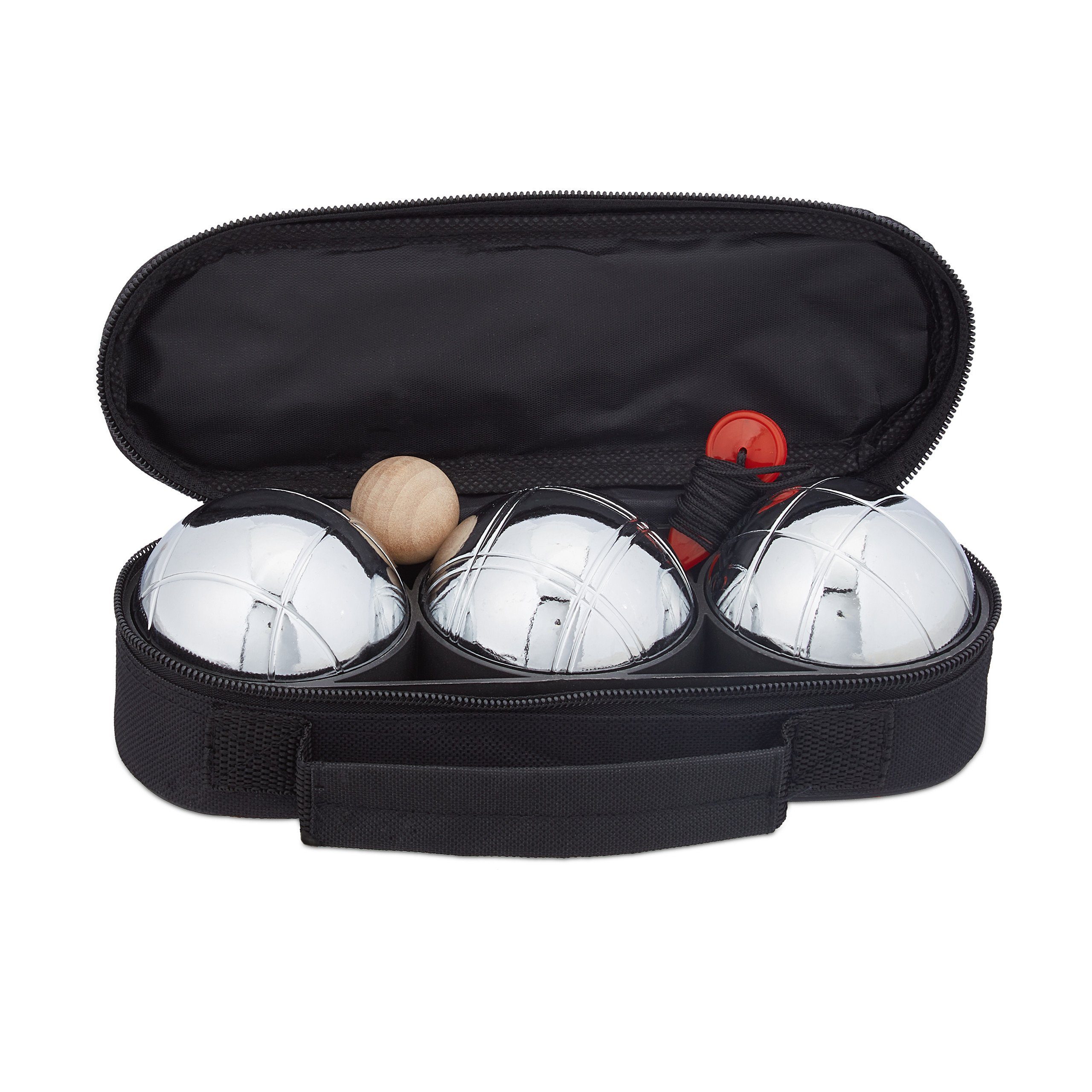 relaxdays Spiel 3 Boule Kugeln im Set
