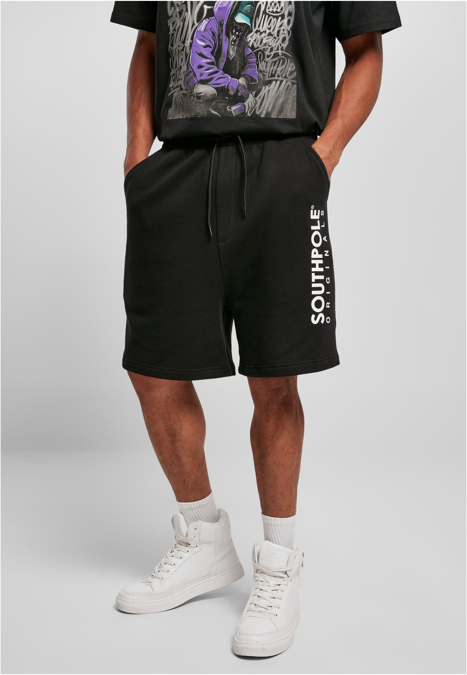 Southpole Stoffhose Herren Southpole Basic Sweat Shorts (1-tlg) black