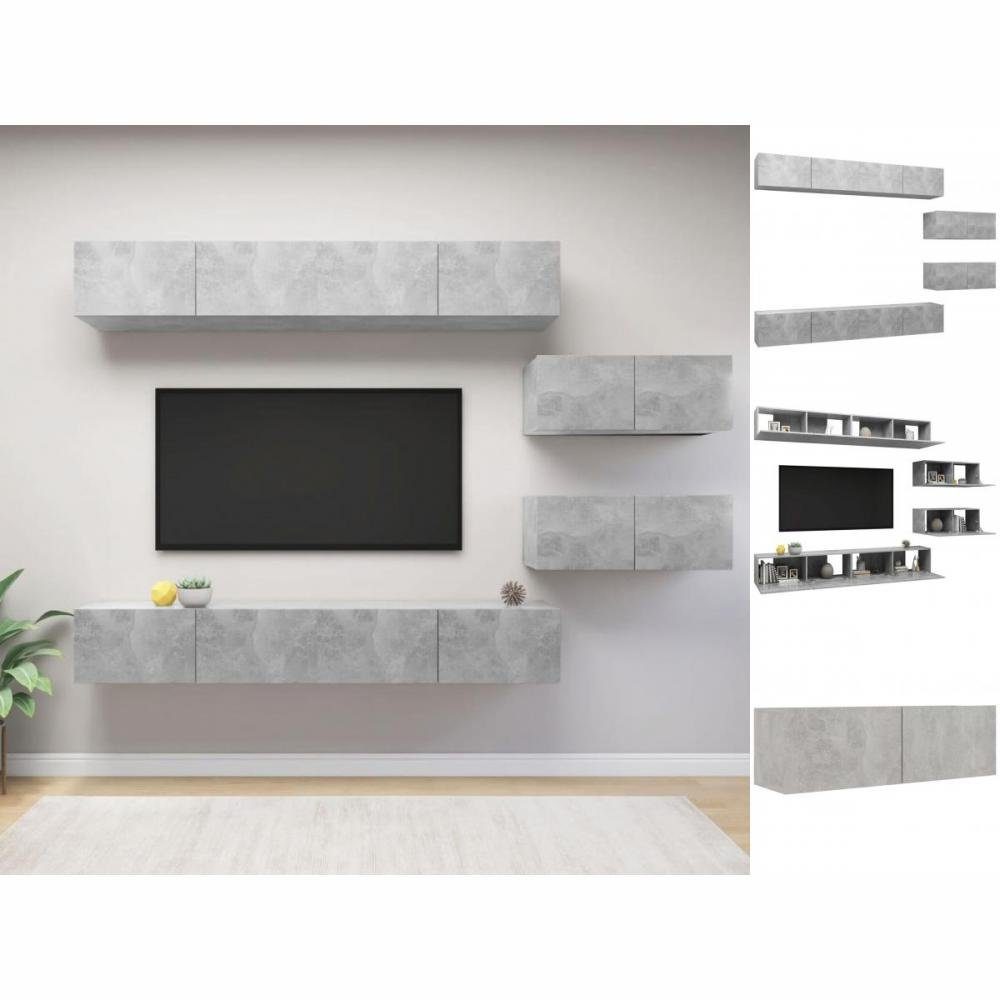 vidaXL Kleiderschrank 6-tlg TV-Schrank-Set Betongrau Spanplatte