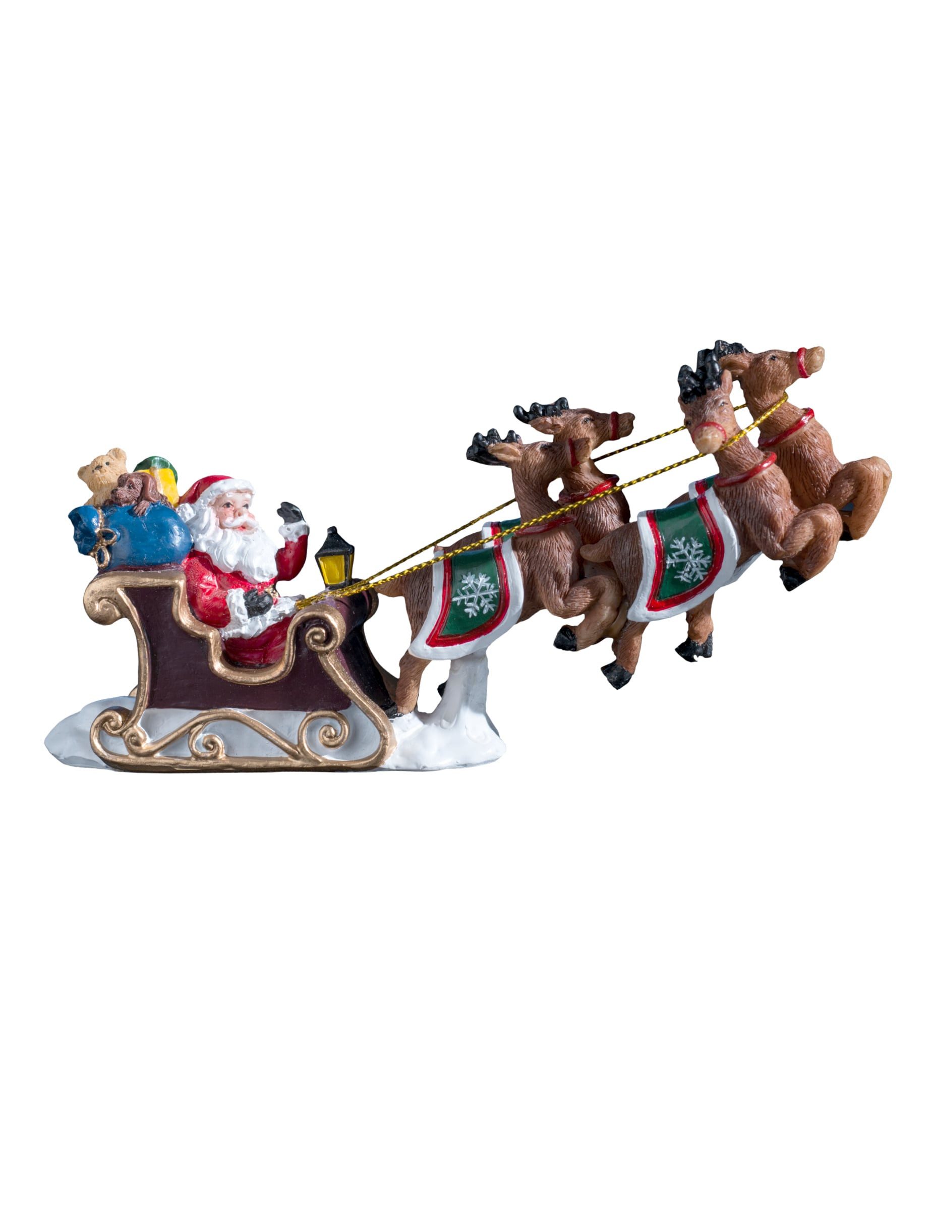 Kostüm Weihnachtsmann auf seinem Schlitten 15 cm aus Polyresin