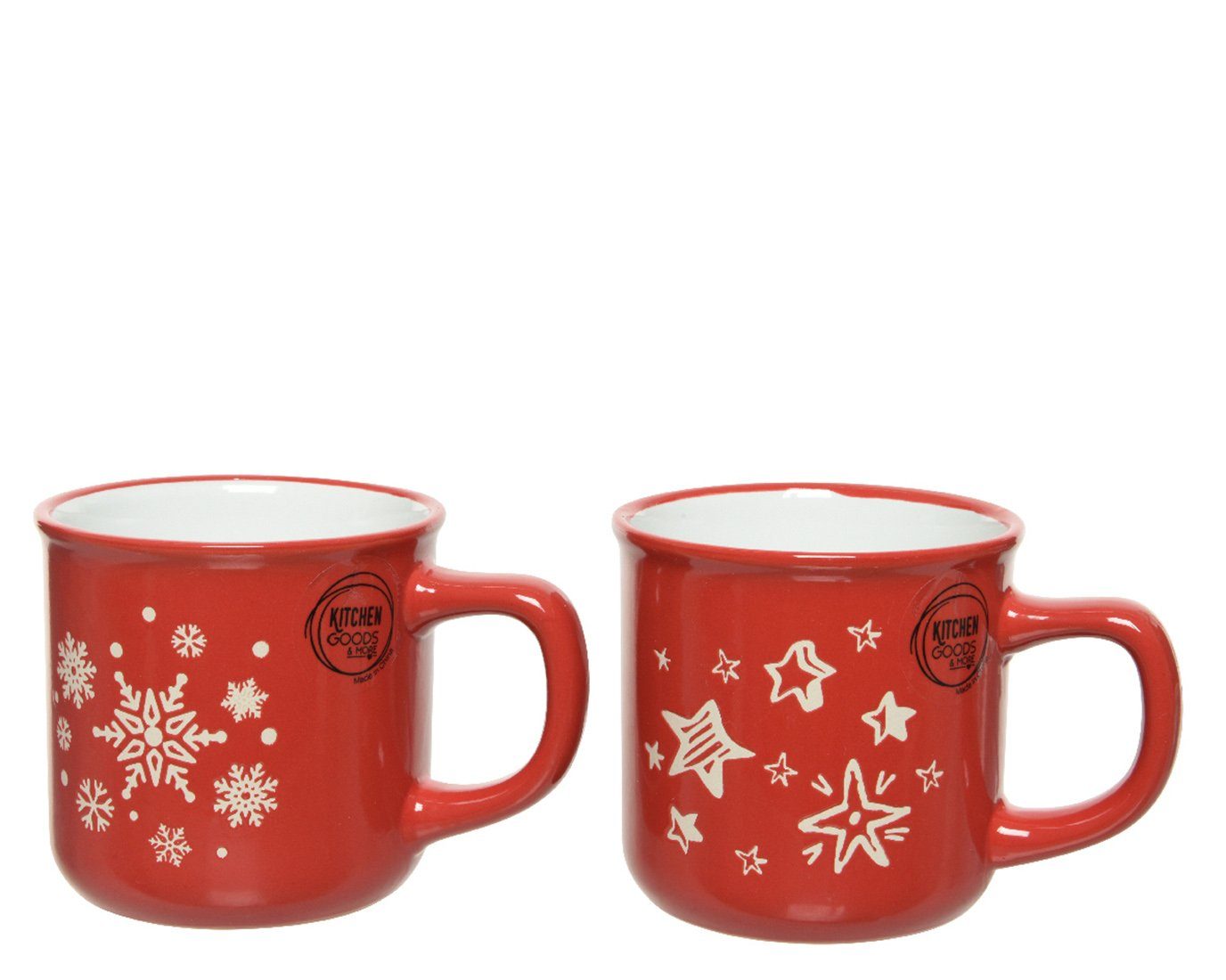 Steingut 8.6cm mit Stück rot Schneeflocke sortiert 1 season Decoris Tasse, Stern Tasse decorations