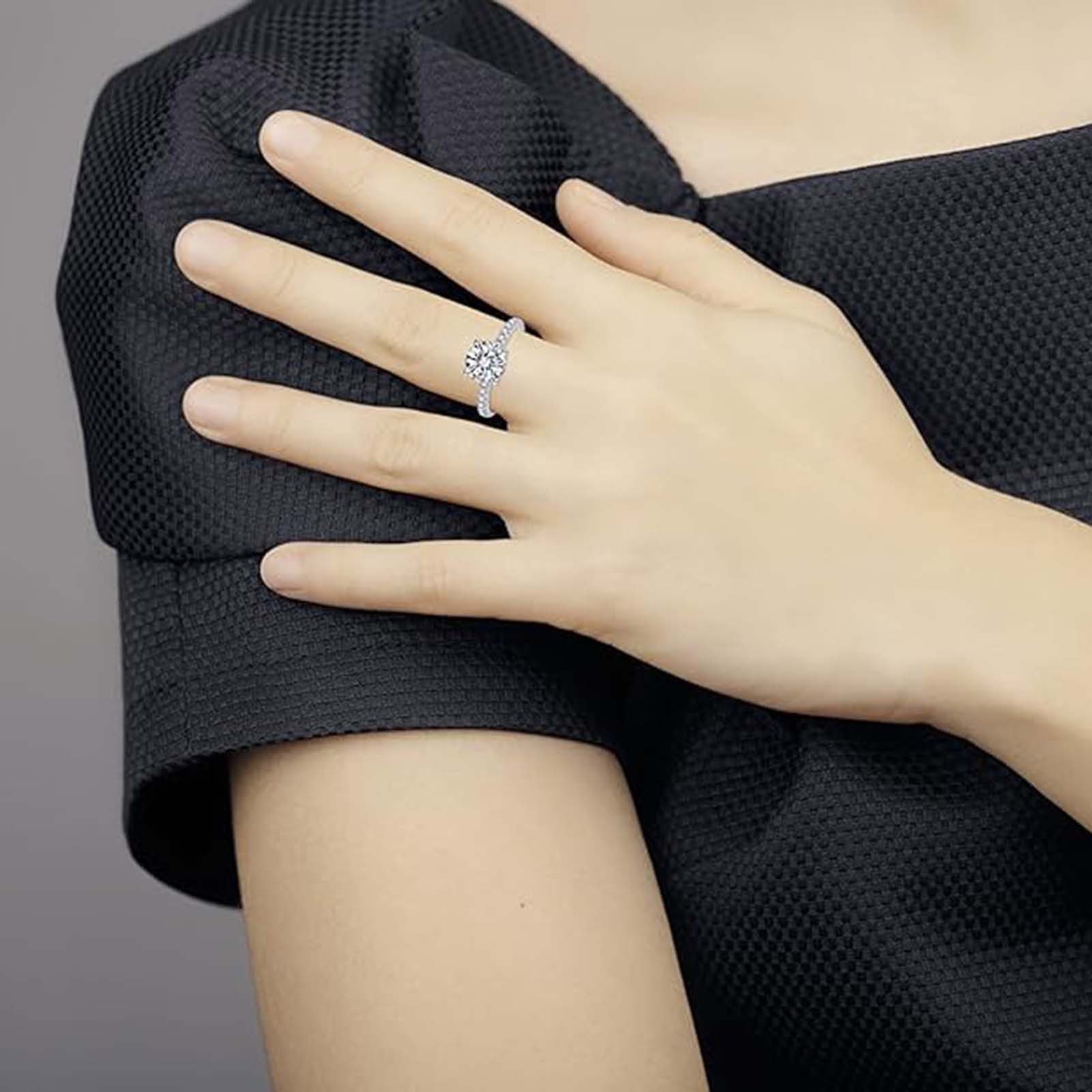 Jumpeak Diamantring 2ct/3ct E VVS2 3ex,14K Weißgold Lab Grown Diamant Ring,Verlobungsring, Eheringe,Damen-Diamantringe,Jubiläumsringe,kommunion geschenk