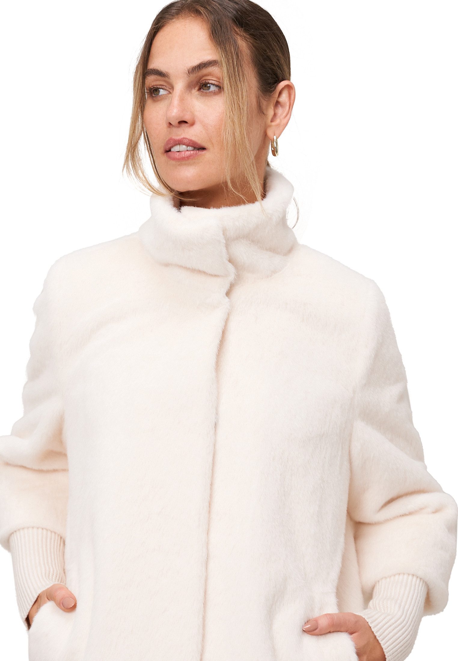 Zero Fellimitatjacke Damen mit Stehkragen