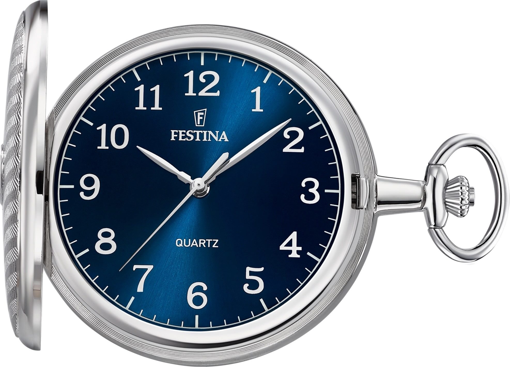 Festina Taschenuhr Festina Herrenuhr Edelstahl silber, (Analoguhr, Analoguhr), Herren Taschenuhr rund, extra groß (ca. 49mm), Edelstahl, Fashion