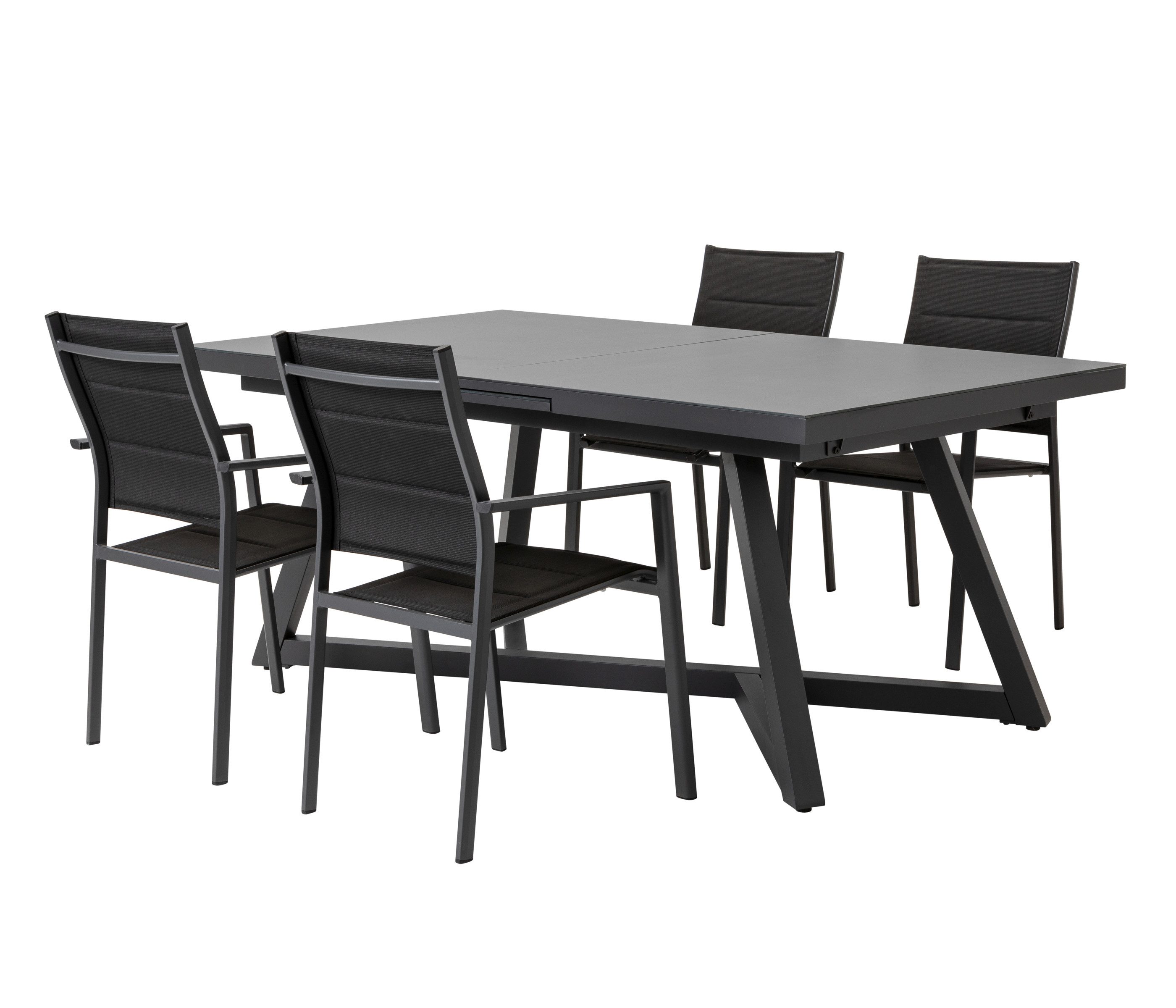 Dehner Gartentisch Ausziehtisch Monaco, 8 Sitzplätze. 190/250 x 100 x 77 cm, Aluminium, edler Dining-Tisch, langlebiges Alu-Gestell mit Glasplatte