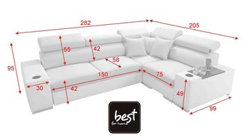 Best for Home Ecksofa PETE II: Schlaffunktion & Bettkasten für das Moderne Wohnzimmer