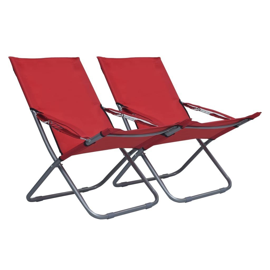 vidaXL Gartenstuhl Klappbare Strandstühle 2 Stk. Stoff Rot (2 St) Rot | Rot