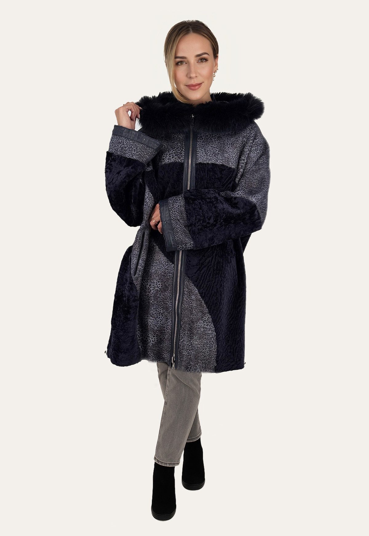 Hollert Winterjacke Damen Lammfelljacke Celine Oversize zum Wenden