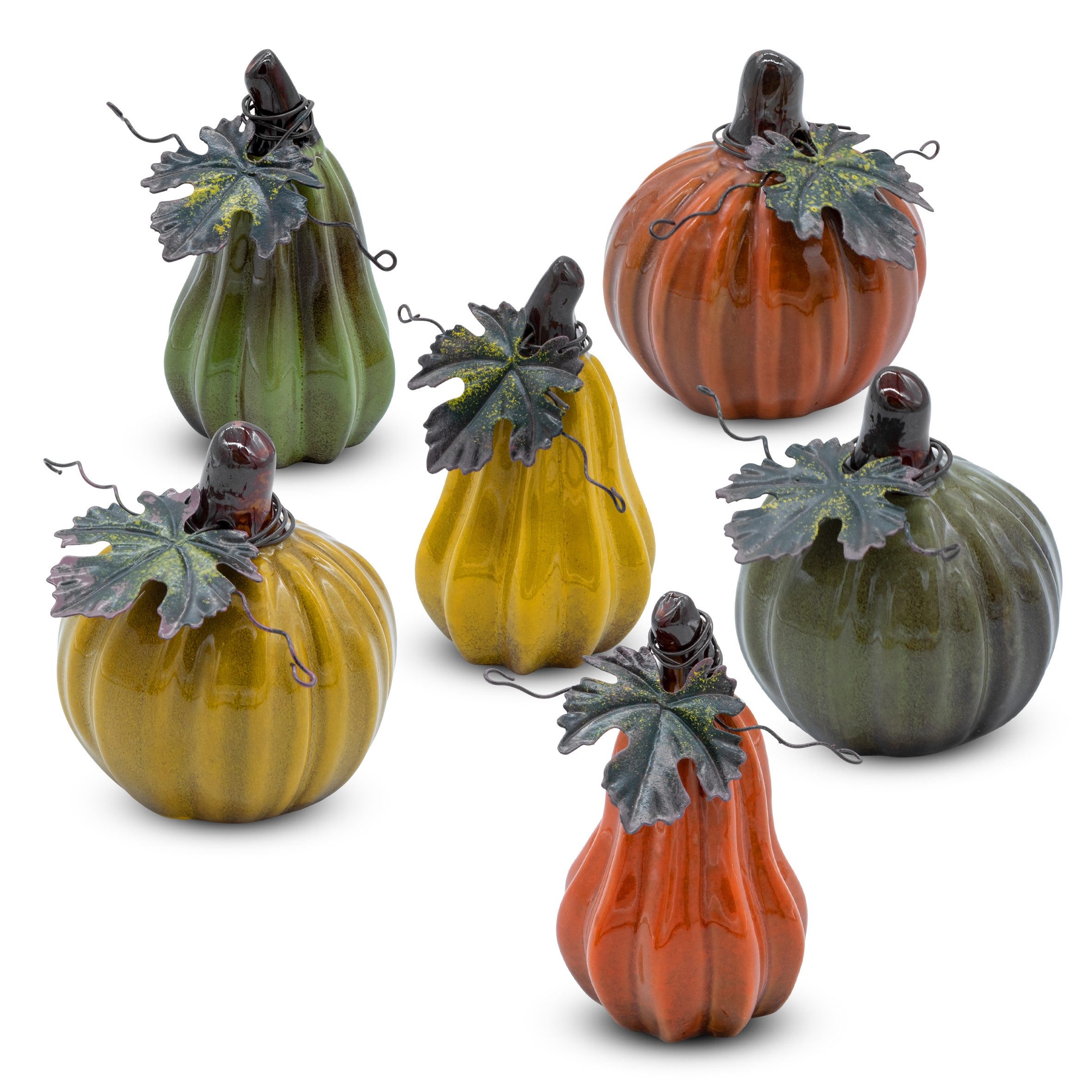 Spetebo Dekofigur Deko Kürbis aus Steinzeug farbig lasiert (Anzahl, 1 St., günstig online kaufen