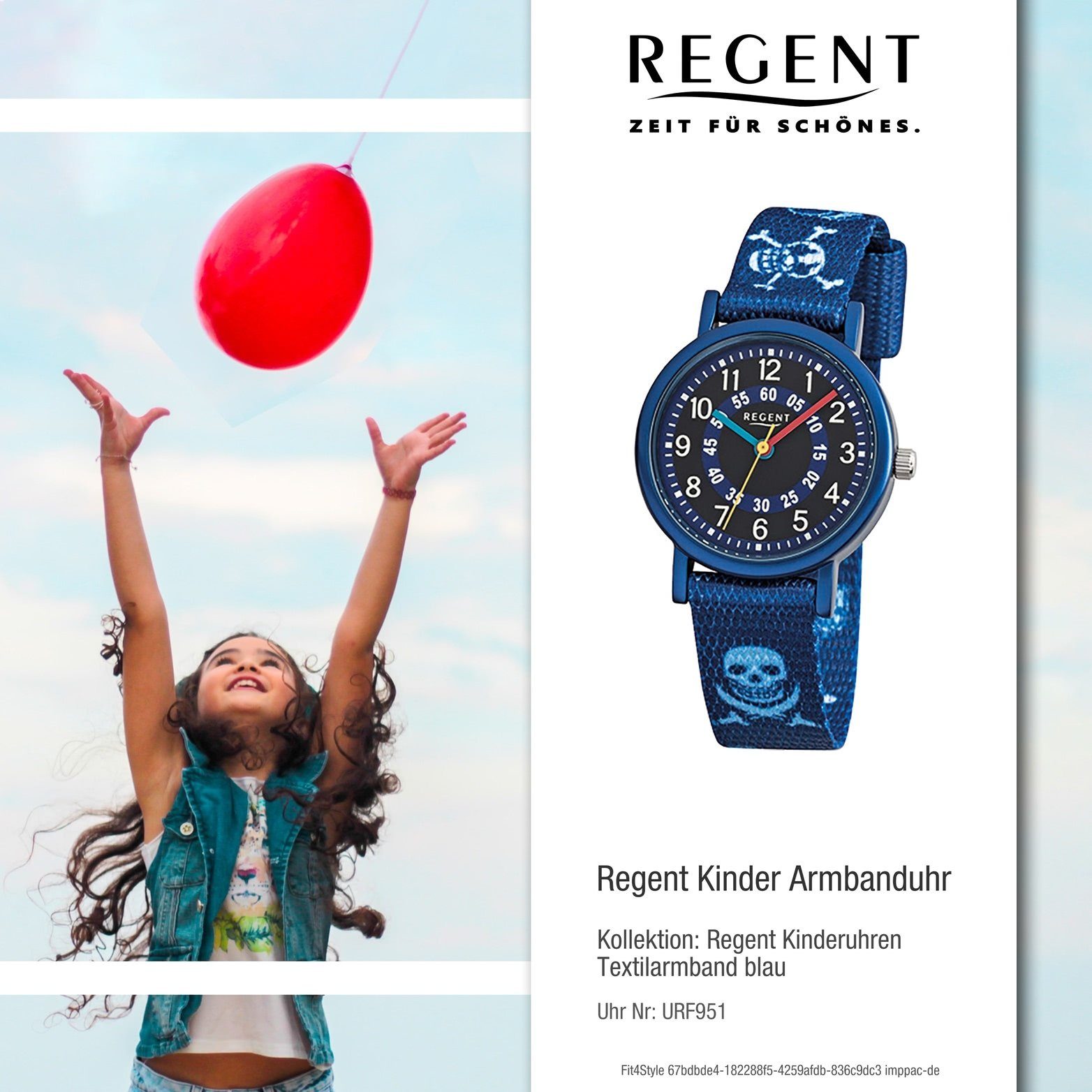 29mm), Regent Textilarmband, Uhr klein Kinder Elegant-St (ca. Textil Quarzuhr Quarzuhr, Regent rund, Kinderuhr Aluminium,