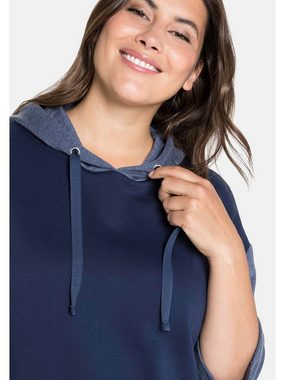 Sheego Sweatkleid Große Größen mit Kapuze und Kontrastdetails