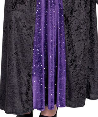 Karneval-Klamotten Hexen-Kostüm Damen schwarz lila mit Glitzer Pailletten, Hexe Halloween Frauenkostüm Damenkostüm