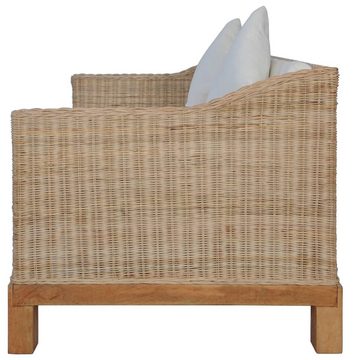 vidaXL Sofa 2-Sitzer-Sofa mit Kissen Natürliches Rattan