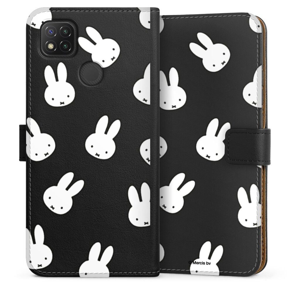 DeinDesign Handyhülle Miffy Muster transparent Miffy Pattern Transparent, Xiaomi Redmi 9C Hülle Handy Flip Case Wallet Cover Handytasche Leder