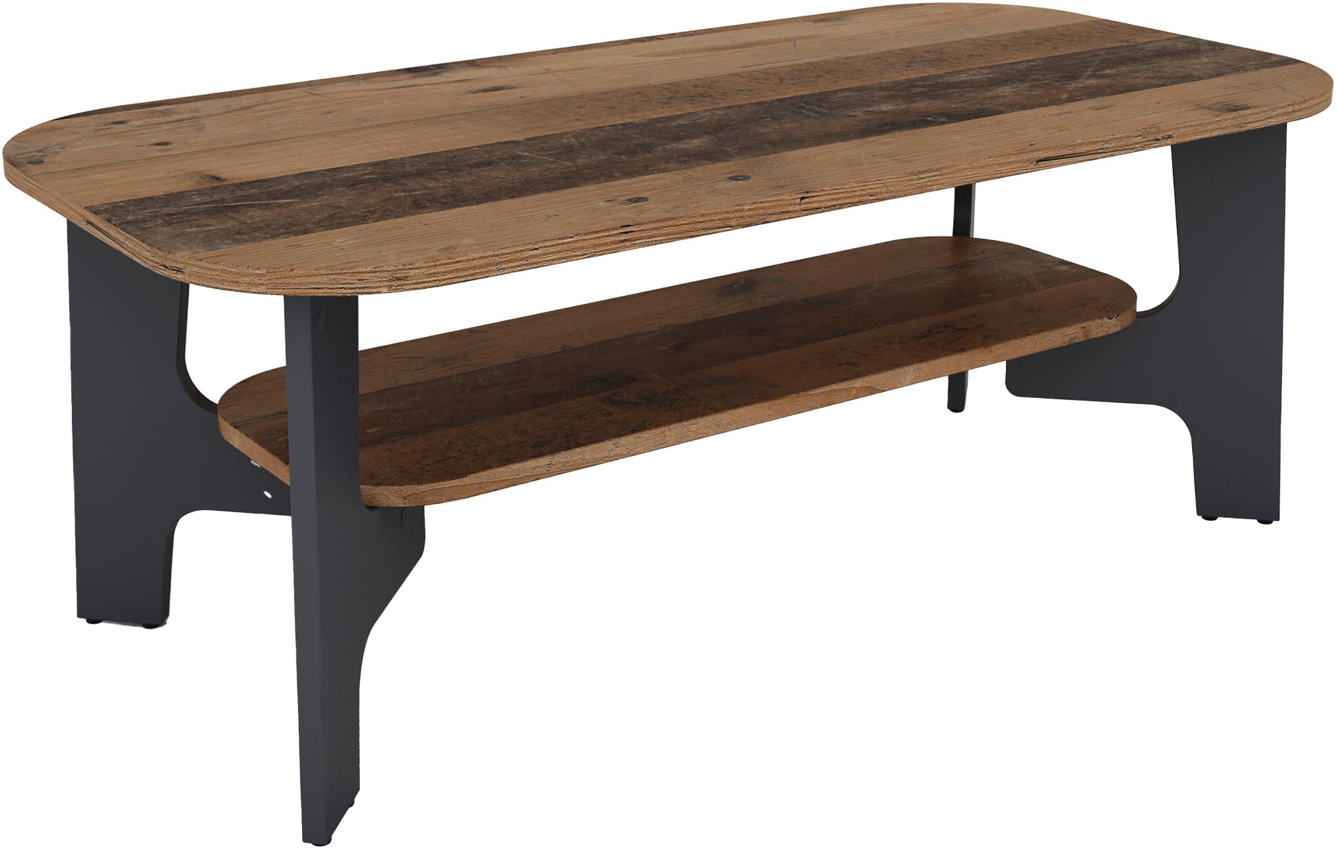 byLIVING Couchtisch JONNY, Tischplatte Artisan Eiche o. Old Wood, Gestell anthrazit, Ablageboden
