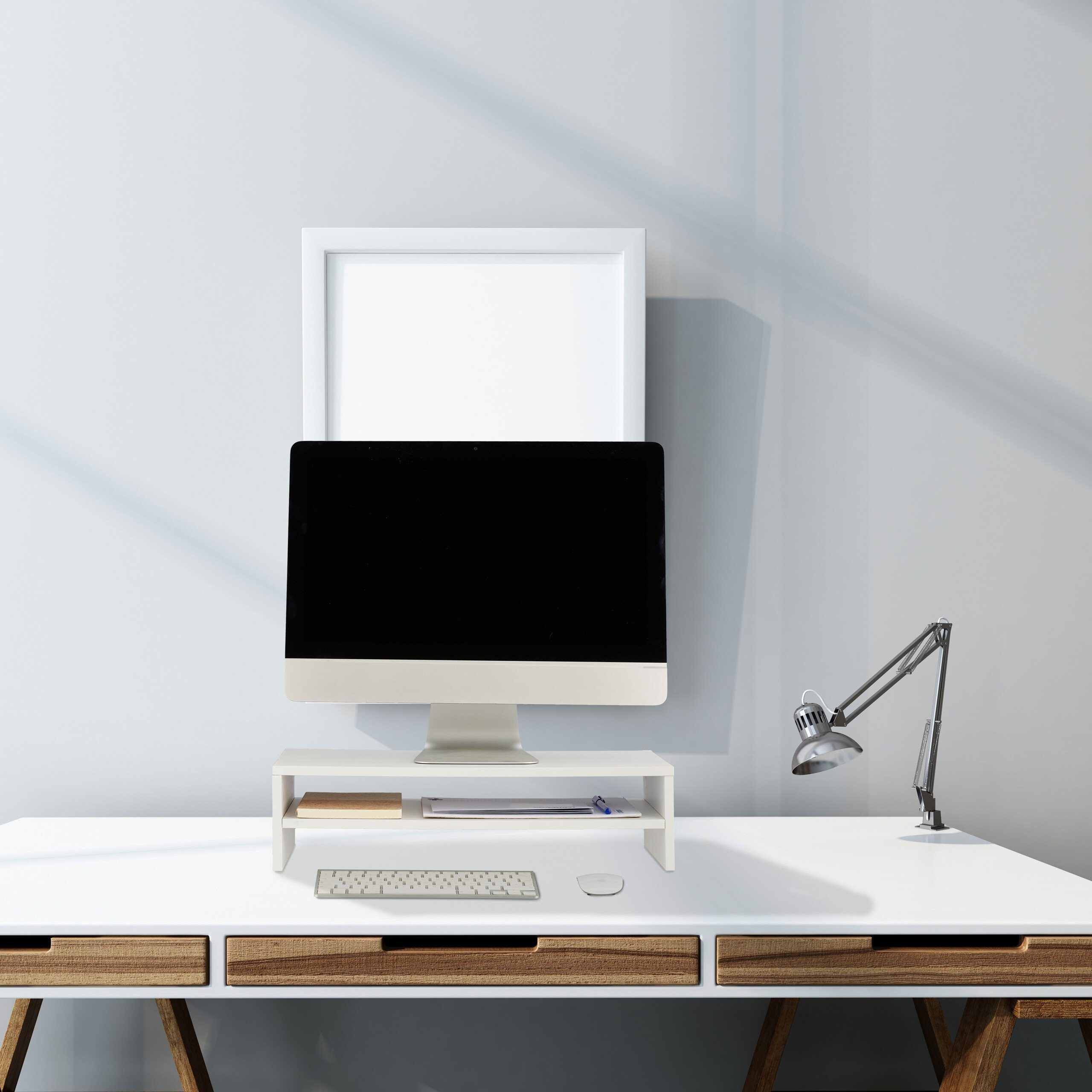 relaxdays Monitorständer mit Zusatzablage
