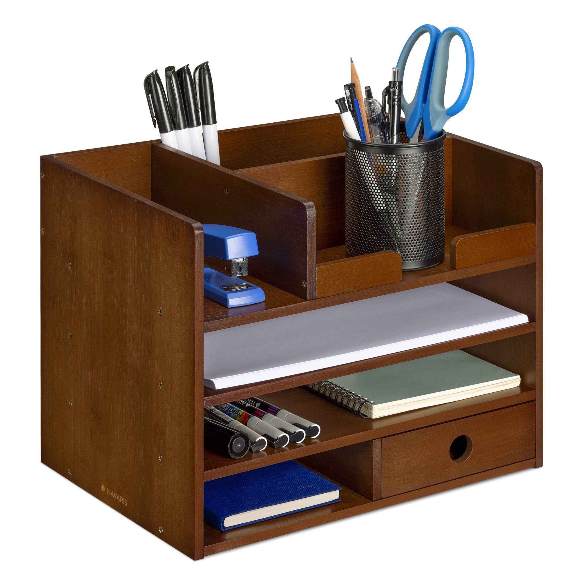 Organizer Schreibtisch Organizer Ablage aus Bambus, 33x24x26cm, Ordnung