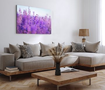 Sinus Art Leinwandbild 120x80cm Wandbild auf Leinwand Lavendel Lavendelfeld Natur Violett Blu, (1 St)