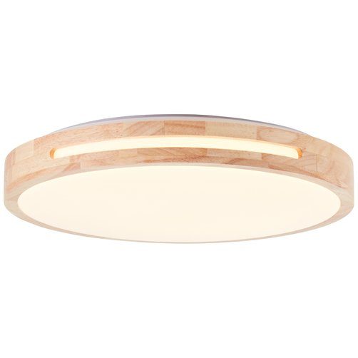 Brilliant LED Deckenleuchte Woodbury, mehrere Helligkeitsstufen, LED fest integriert, Warmweiß, Mit Holzrahmen, Ø 39 cm, 2100 lm, 2700 K, Holz/Kunststoff