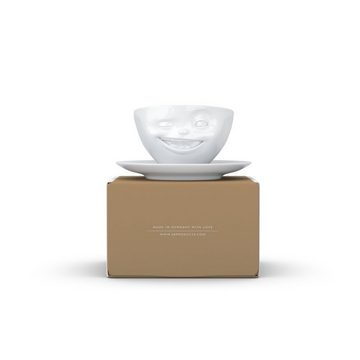 FIFTYEIGHT PRODUCTS Tasse Tasse Zwinkernd weiß - 200 ml - Kaffeetasse Weiß - 1 Stück